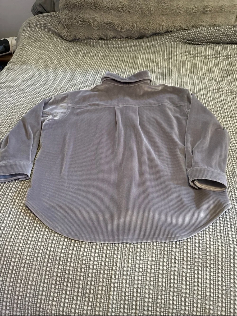 Alo Ribbed Velour Mountain Side Shacket - Fog size Large NWOT